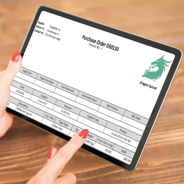 ipad woman purchase order screen